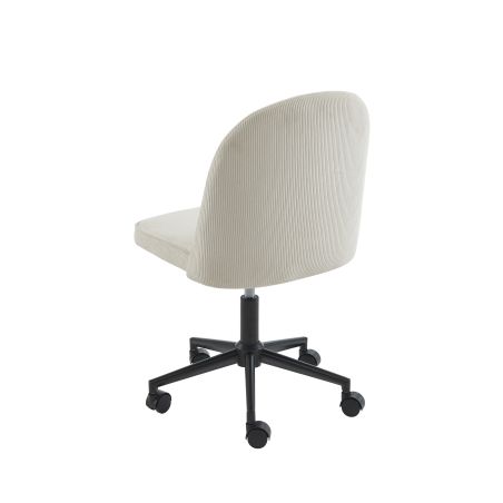 Chaise de bureau GRETA velours côtelé blanc 5 roulettes