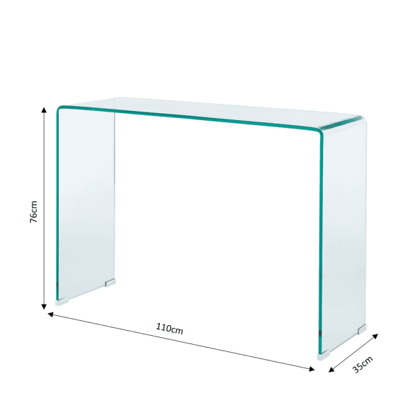 Console GINZA verre trempé transparent 110cm