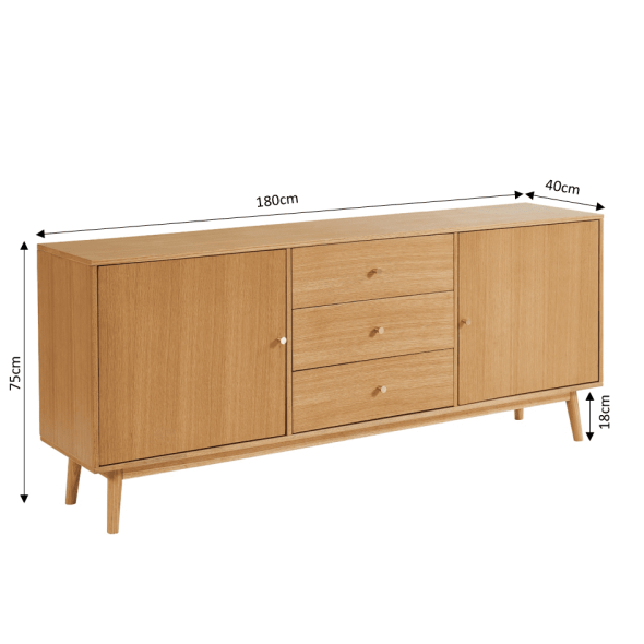 Buffet MARCEL placage chêne 180cm