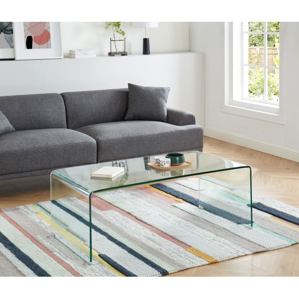 Table basse GINZA verre trempé transparent 120cm