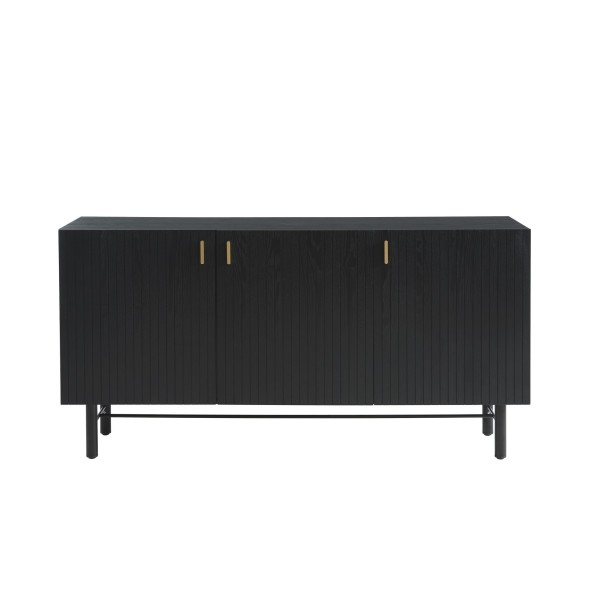 Buffet CALISTA noir et pieds métal 160cm