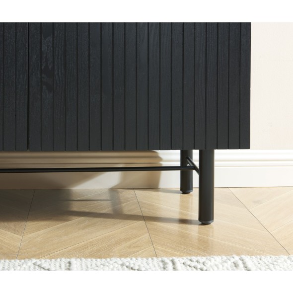 Buffet CALISTA noir et pieds métal 160cm