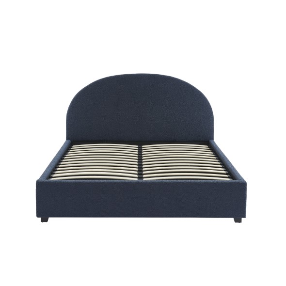 Lit coffre OLAF tissu bouclette bleu foncé 160x200 sommier inclus