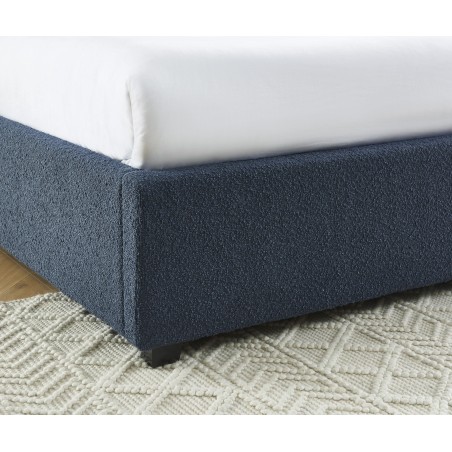 Lit coffre OLAF tissu bouclette bleu foncé 160x200 sommier inclus