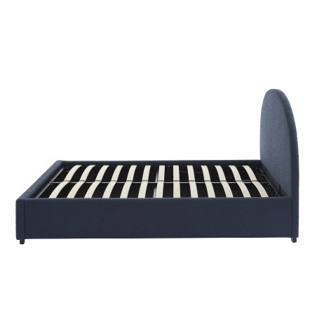 Lit coffre OLAF tissu bouclette bleu foncé 160x200 sommier inclus