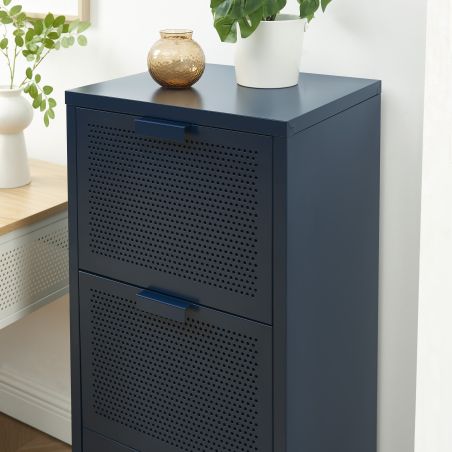 Meuble de rangement PANTONE métal bleu nuit 3 tiroirs h105cm