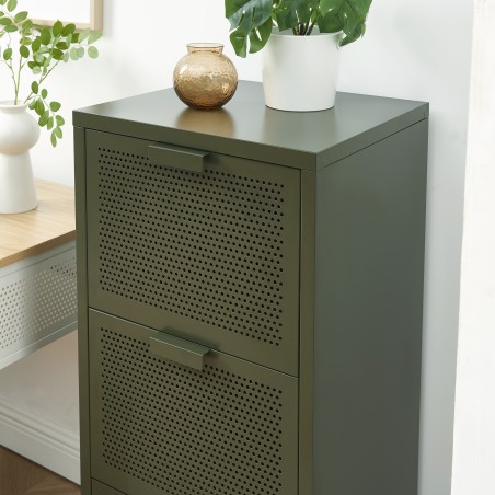 Meuble de rangement PANTONE métal vert olive 3 tiroirs h105cm