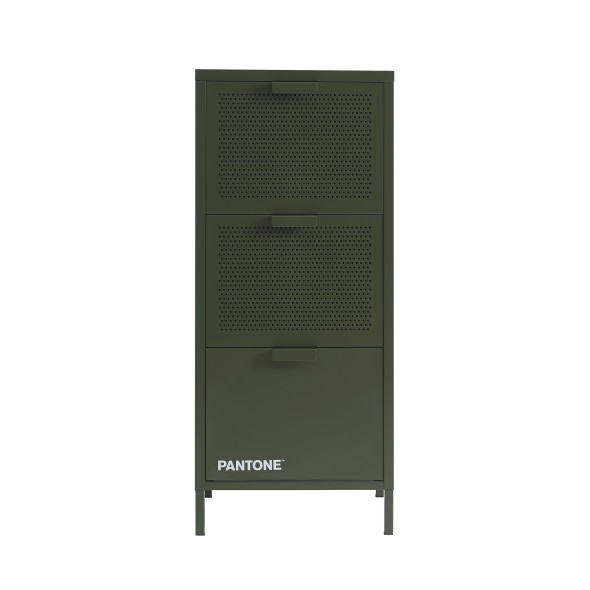 Meuble de rangement PANTONE métal vert olive 3 tiroirs h105cm