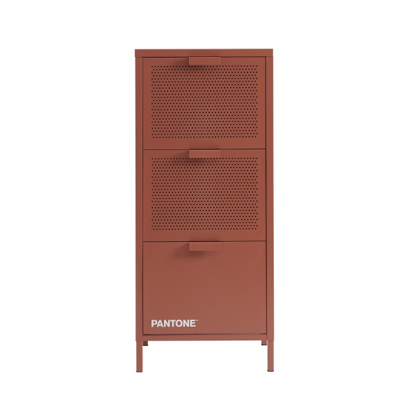 Meuble de rangement PANTONE métal terracotta 3 tiroirs h105cm