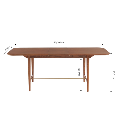 Table à manger extensible JILL placage frêne 160 à 200cm