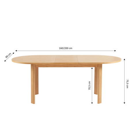 Table à manger extensible ZELIE placage chêne 160 à 200cm