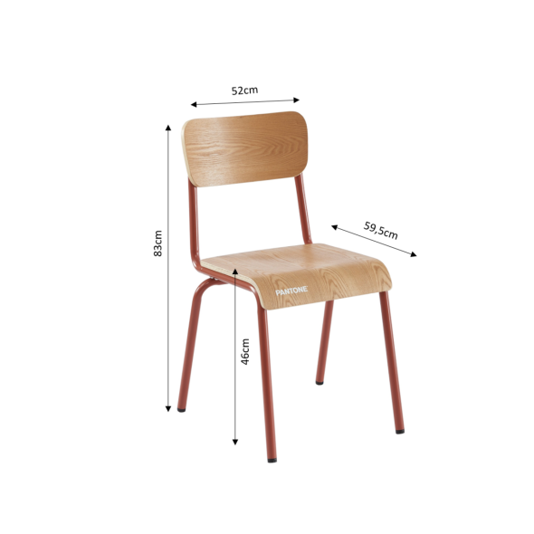 Lot de 2 chaises PANTONE terracotta et placage frêne pieds métal