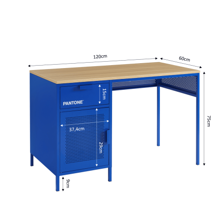 Bureau PANTONE métal bleu électrique 120cm