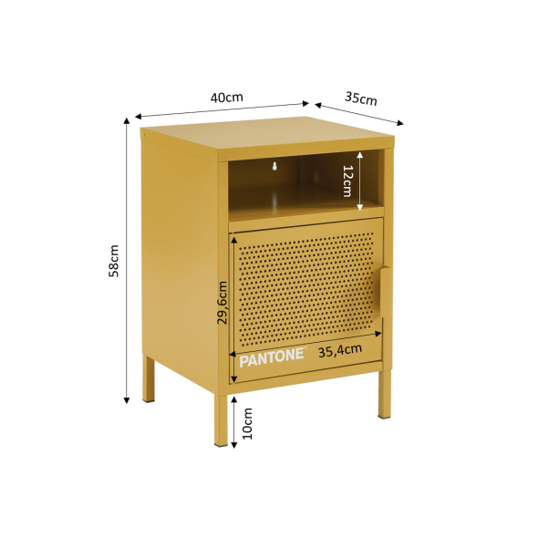 Table de chevet PANTONE métal jaune moutarde 40cm