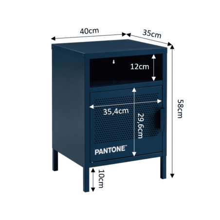 Table de chevet PANTONE métal bleu nuit 40cm