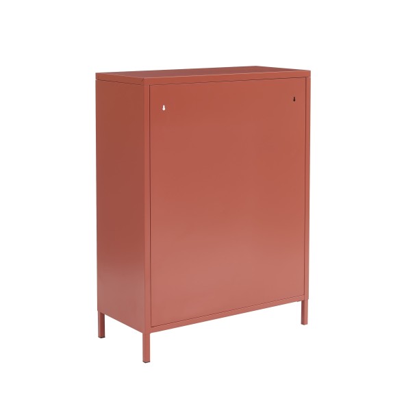 Buffet PANTONE terracotta portes en verre cannelé