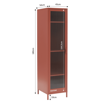 Vestiaire PANTONE terracotta porte en verre cannelé