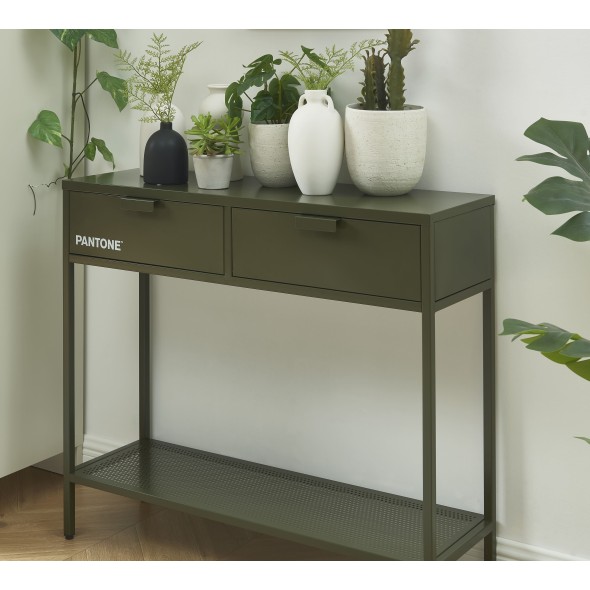 Console PANTONE métal vert olive foncé 100cm