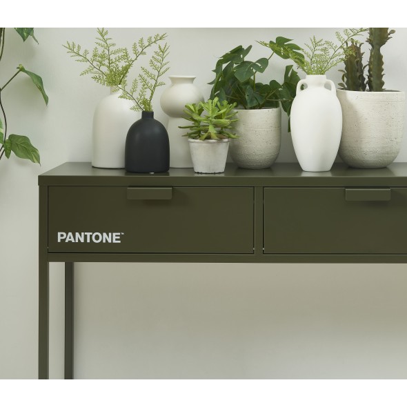 Console PANTONE métal vert olive foncé 100cm