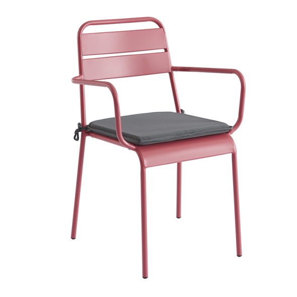 Ensemble PANTONE table 140 cm et 4 chaises de jardin rouge indien