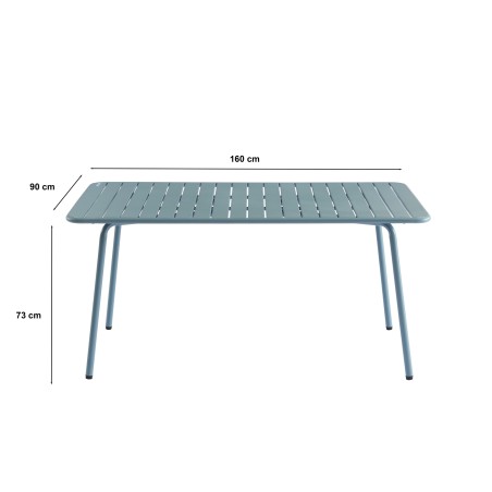 Table de jardin PANTONE en acier bleu givré 160x90 cm