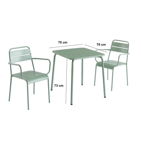 Table de jardin PANTONE en acier vert menthe 70x70 cm