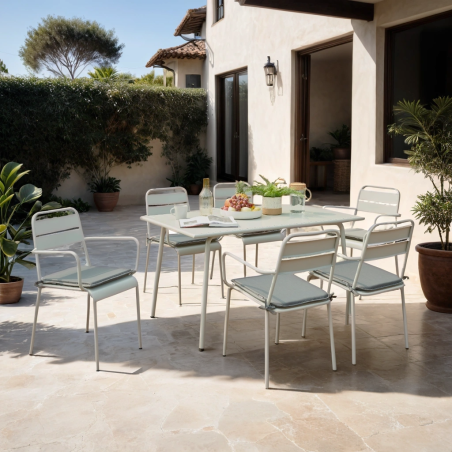 Table de jardin PANTONE coloris gris glacier 140x80 cm