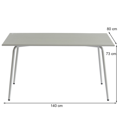 Table de jardin PANTONE coloris gris glacier 140x80 cm