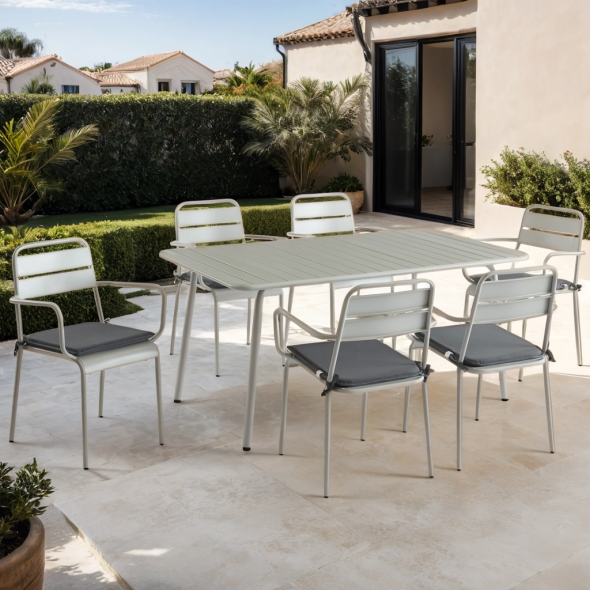 Table de jardin PANTONE en acier gris glacier 160x90 cm