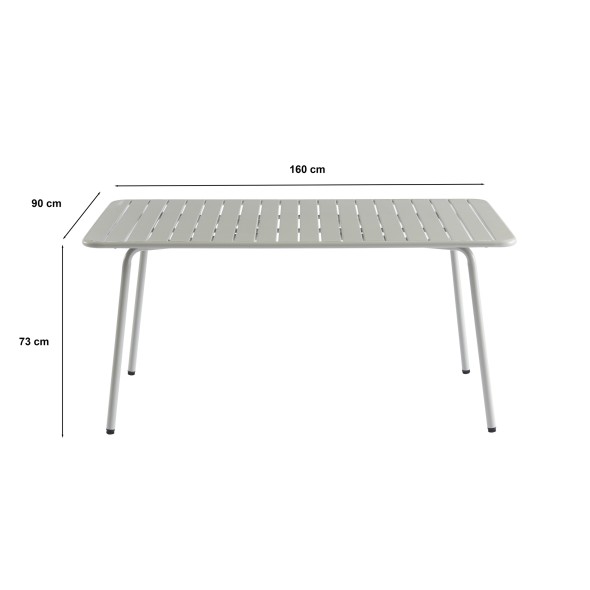 Table de jardin PANTONE en acier gris glacier 160x90 cm