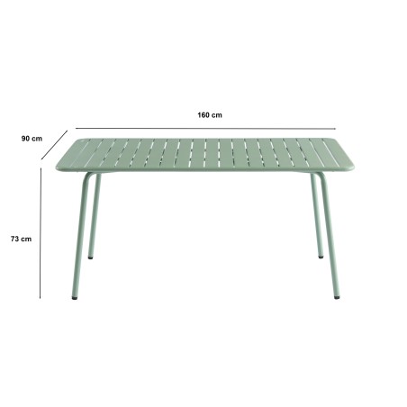 Table de jardin PANTONE en acier vert menthe 160x90 cm