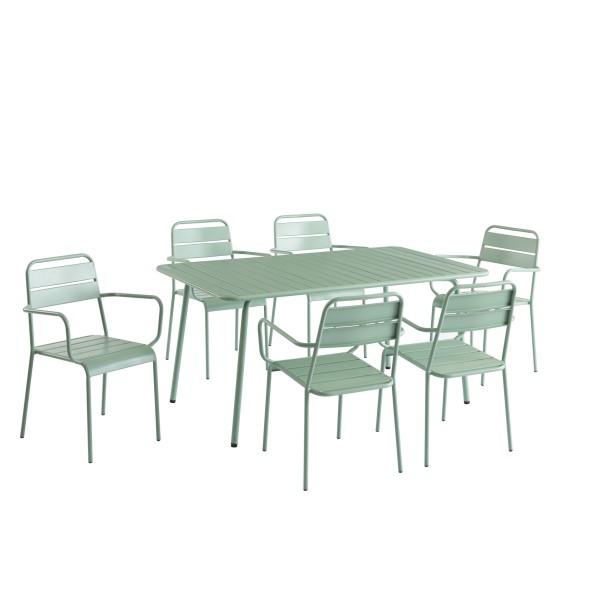 Table de jardin PANTONE en acier vert menthe 160x90 cm