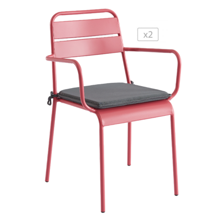 Lot de 2 chaises PANTONE en acier rouge indien