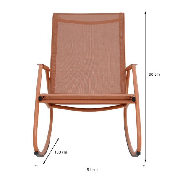 Fauteuil à bascule PANTONE en acier et textilène pêche