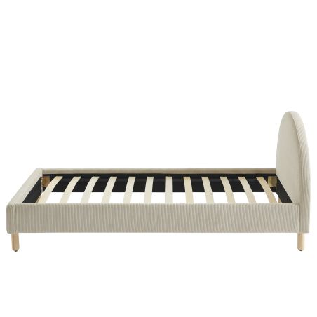 Lit enfant MAGNUS velours cotelé beige 90x190 sommier inclus