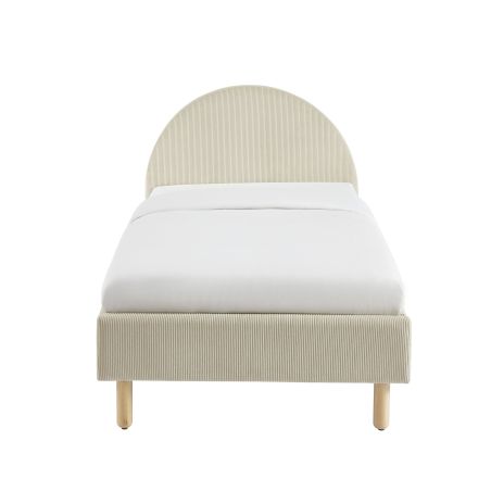 Lit enfant MAGNUS velours cotelé beige 90x190 sommier inclus