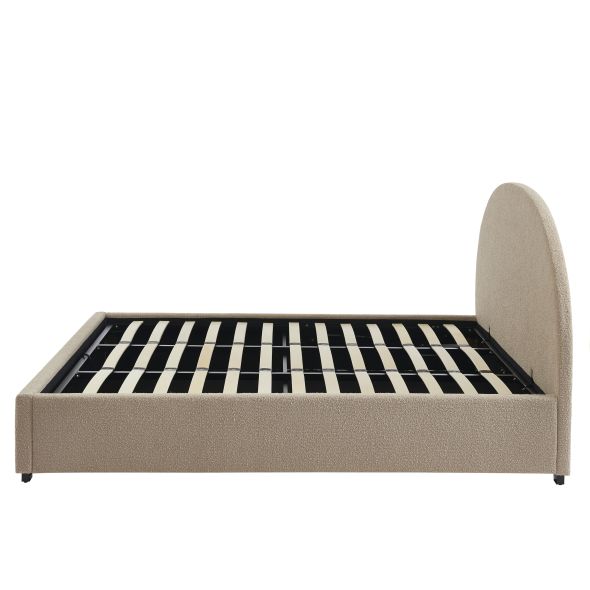 Lit coffre OLAF tissu bouclette beige 180x200 sommier inclus