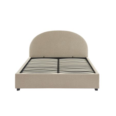 Lit coffre OLAF tissu bouclette beige 160x200 sommier inclus