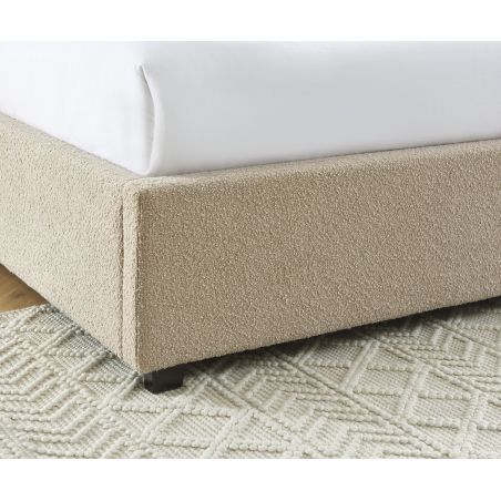 Lit coffre OLAF tissu bouclette beige 160x200 sommier inclus