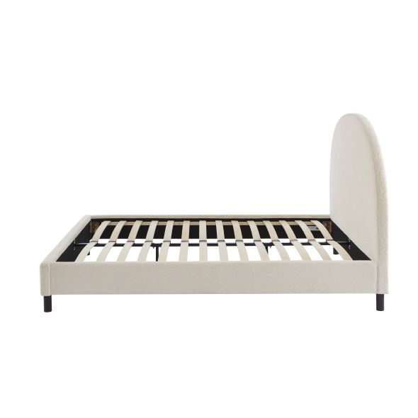 Lit OLAF tissu bouclette écru 140x190 sommier inclus