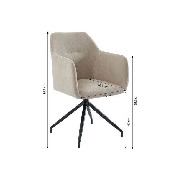 Fauteuil de table pivotant DALSTON velours beige