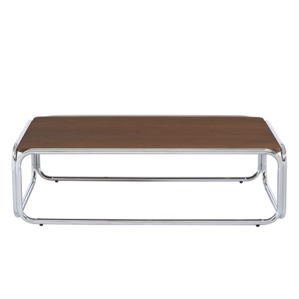 Table basse MAGGY placage noyer structure en chrome