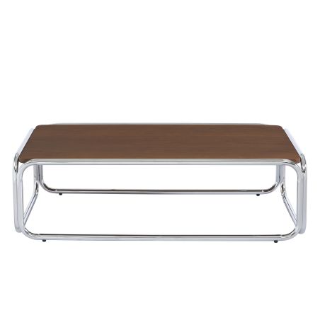 Table basse MAGGY placage noyer structure en chrome