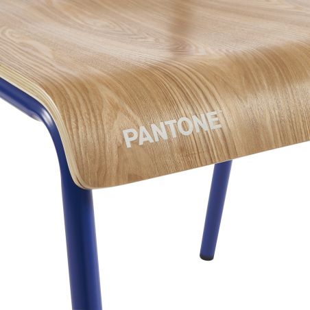 Lot de 2 chaises PANTONE bleu électrique et placage frêne pieds métal