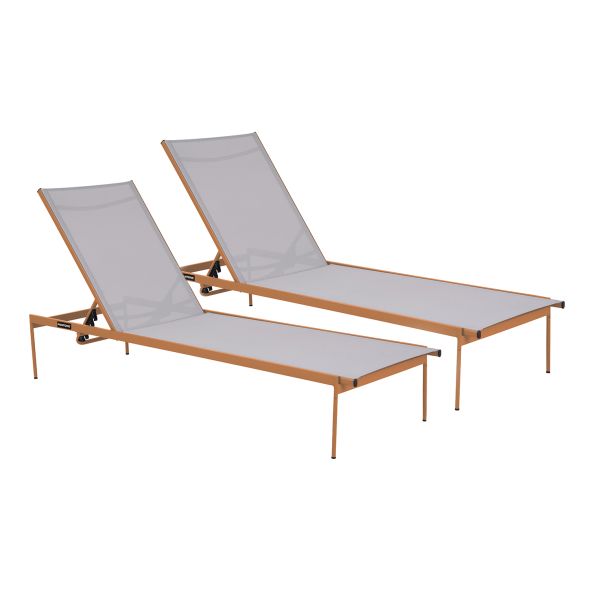 Lot de 2 bains de soleil PANTONE en acier et textilene pêche Lot de 2 bains de soleil PANTONE en acier et textilene pêche