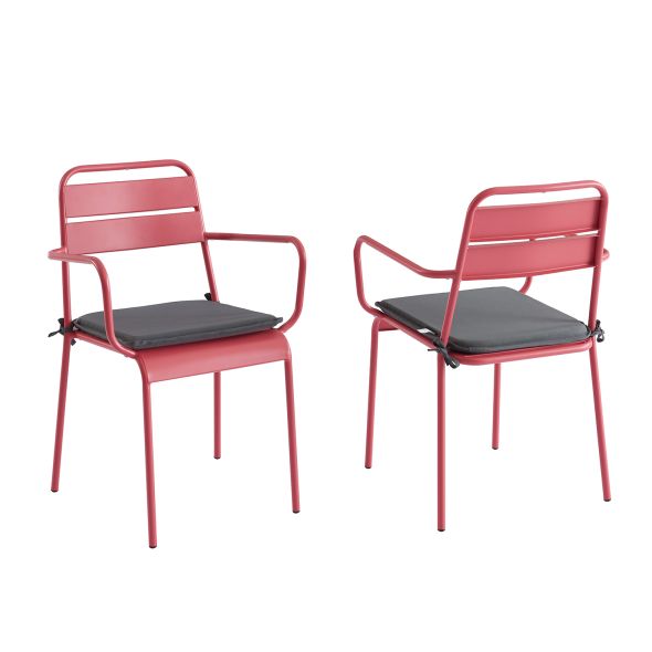 Lot de 2 chaises PANTONE en acier rouge indien Lot de 2 chaises PANTONE en acier rouge indien