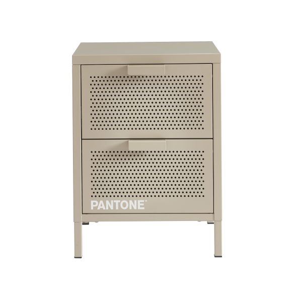 Table de chevet PANTONEmétal taupe double tiroirs 40cm Table de chevet PANTONEmétal taupe double tiroirs 40cm