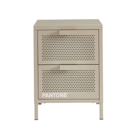 Table de chevet PANTONEmétal taupe double tiroirs 40cm