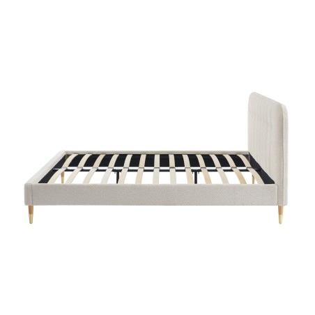 Lit double ANDRE tissu bouclettes écru 160x200 sommier inclus