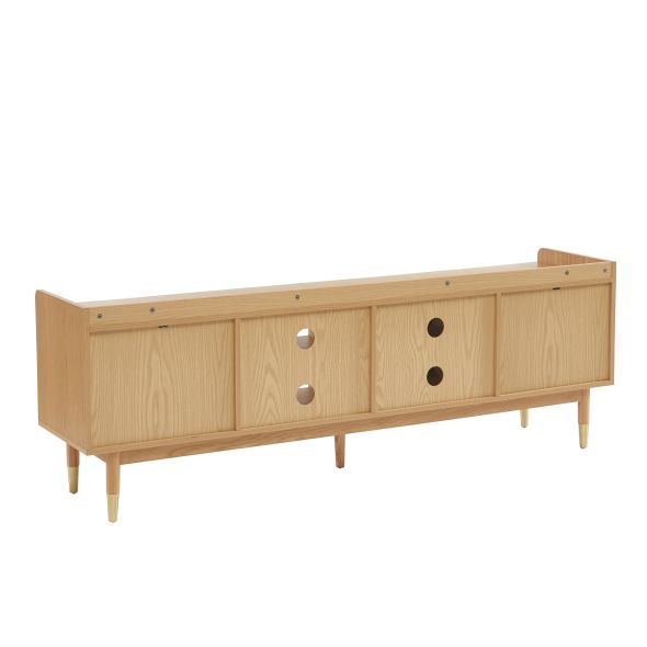 Meuble TV LEON placage chêne et cannage rotin 180cm